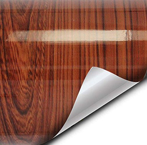 Película de Vinilo Texturizado de Madera en Grano de Cedro Rojo Brillante de Alta Calidad para Muebles de Hogar Oficina Bricolaje Fácil de Instalar sin Desorden Adhesivo de Liberación de Aire (6ft x 48 pulgadas)