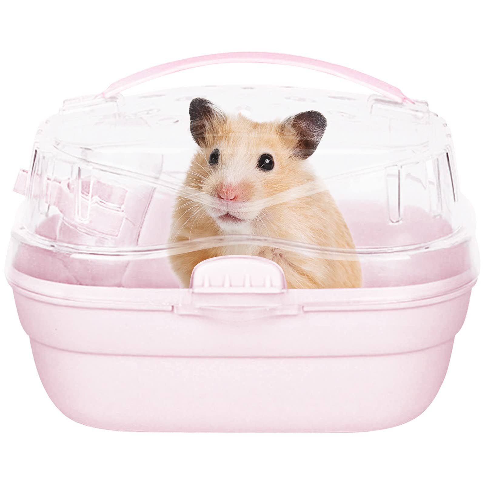 PORTADOR DE VIAJE ROSA KAMEIOU Pequeño Transportador de Mascotas para Hámster, Erizo, Cobaya con Manija Jaula para Pequeños Animales con Capacidad para Viajar para Conejillos de Indias y más
