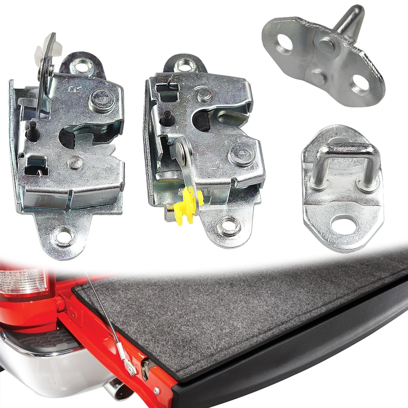 Cerradura de maletero E-Vniko con pestillo compatible para Toyota Tacoma 2004-2015, Hilux Vigo 2004-2011 Conjunto de cerradura de maletero trasero de repuesto 65790-0K010 65780-0K010