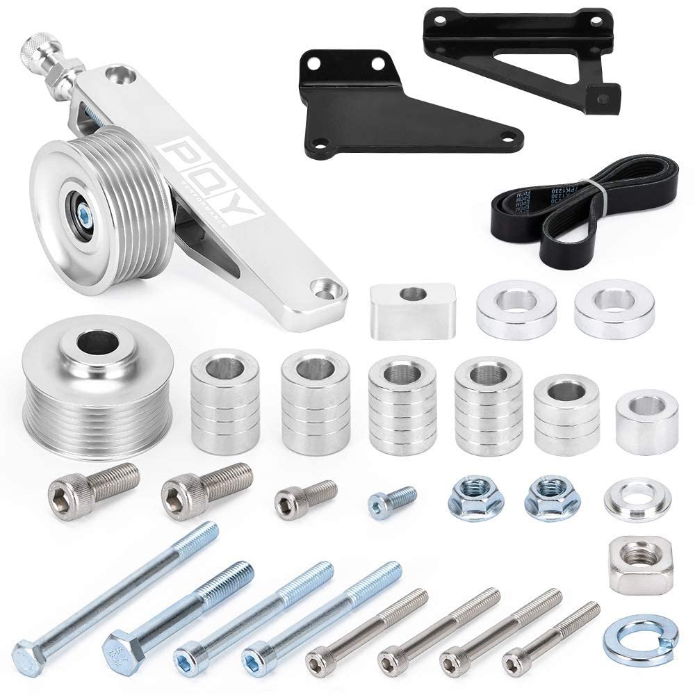 Kit de Polea Ajustable EP3 para Eliminador de A/C y P/S con Correa Compatible con Honda 8th 9th Civic Todos los motores K20 y K24