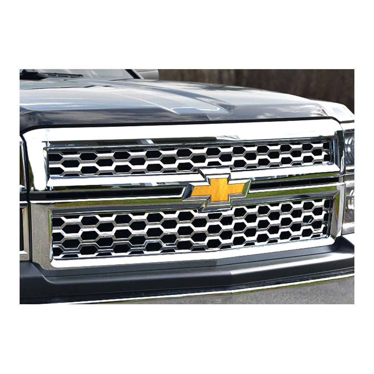 QAA es Compatible con Chevrolet Silverado 1500 1WT, 2WT, LT Solo 2014-2015 Juego de Revestimiento de Parrilla de ABS de Plástico Cromado de 2 Piezas, Insertar SGC54184