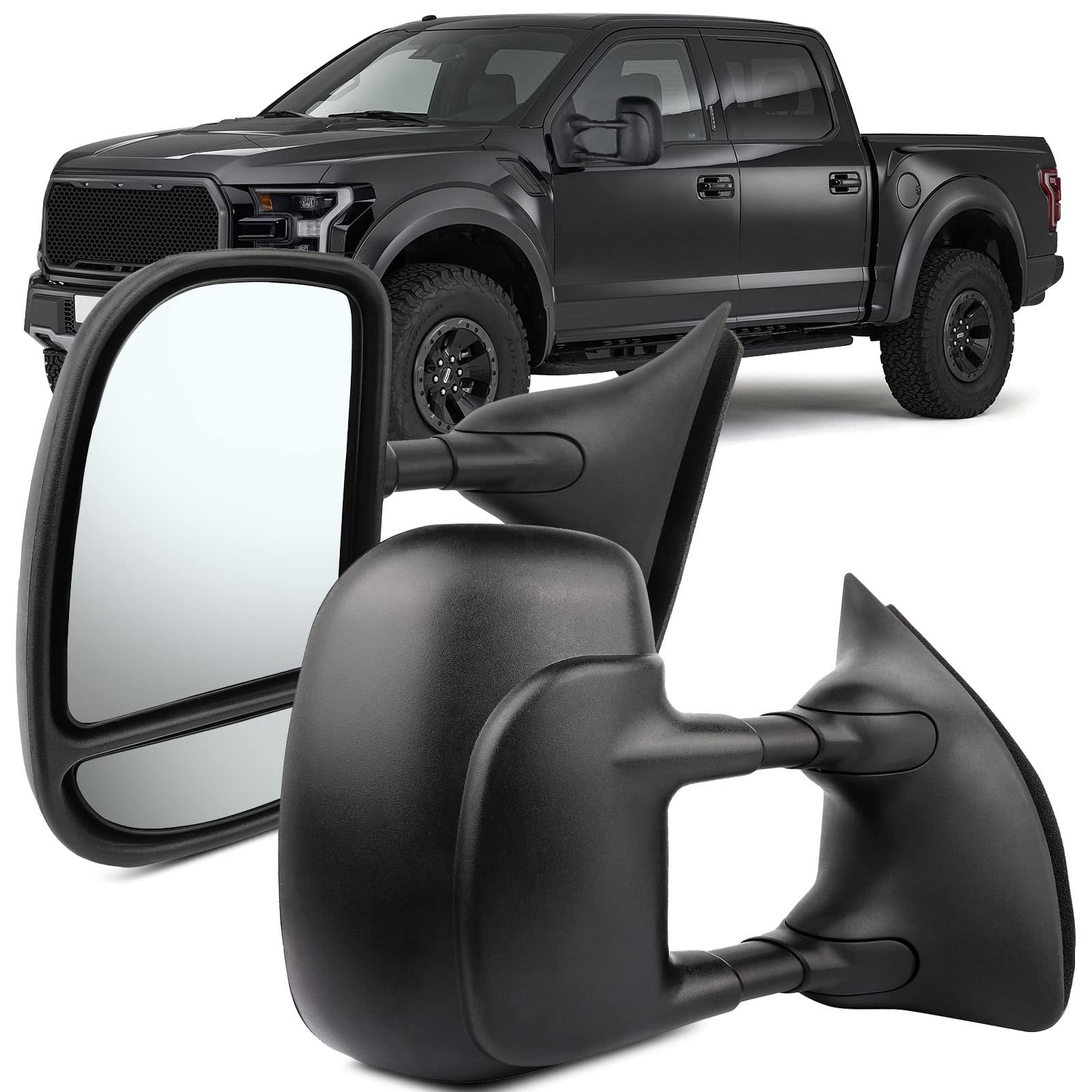 Par de Espejos de Remolque Lateral OCPTY para Ford F250 F350 F450 F550 Super Duty Truck 1999-2007 Espejo de Remolque Manual Telescópico
