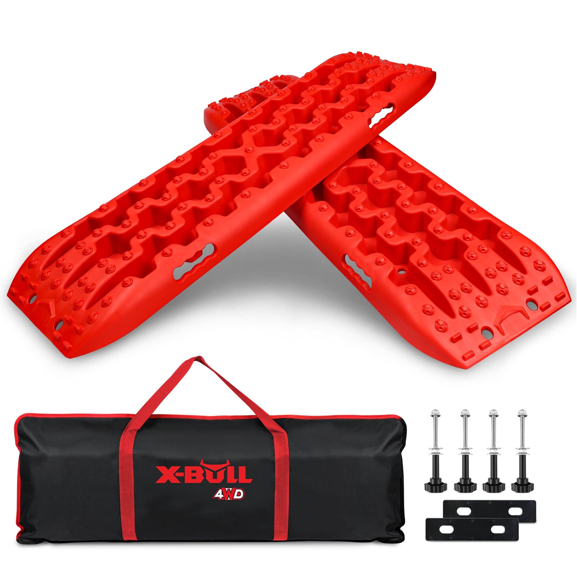X-BULL Nueva Pista de Tracción de Recuperación para Arena, Barro y Nieve, Escalera de Neumáticos 4WD (Rojo,3ra generación)