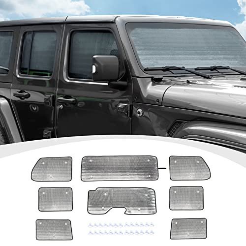 RAZPOY JL Protector Solar para Parabrisas, 8 Piezas Protector Solar Lateral Compatible con Jeep Wrangler JL 4 Puertas 2018-2023