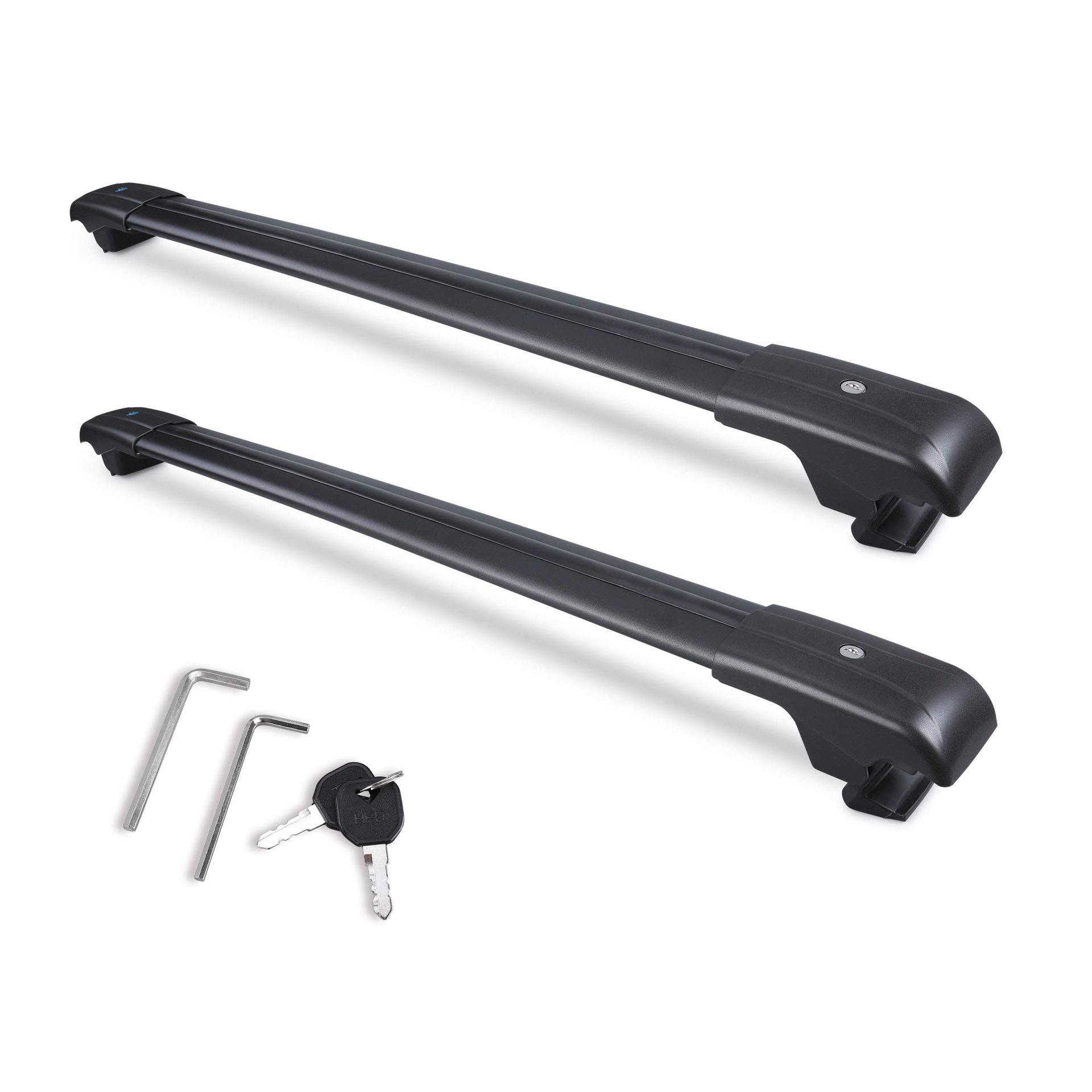 Barras Transversales de Techo con Capacidad de Carga Máxima de 260 lb Pesado y Bloqueable Reemplazo para Subaru Crosstrek 2018-2024 Negro Mate con Cerraduras Antirrobo (SÓLO SE AJUSTA al Riel Lateral de Fábrica para Todos los Modelos a Excepción del Modelo Base.)