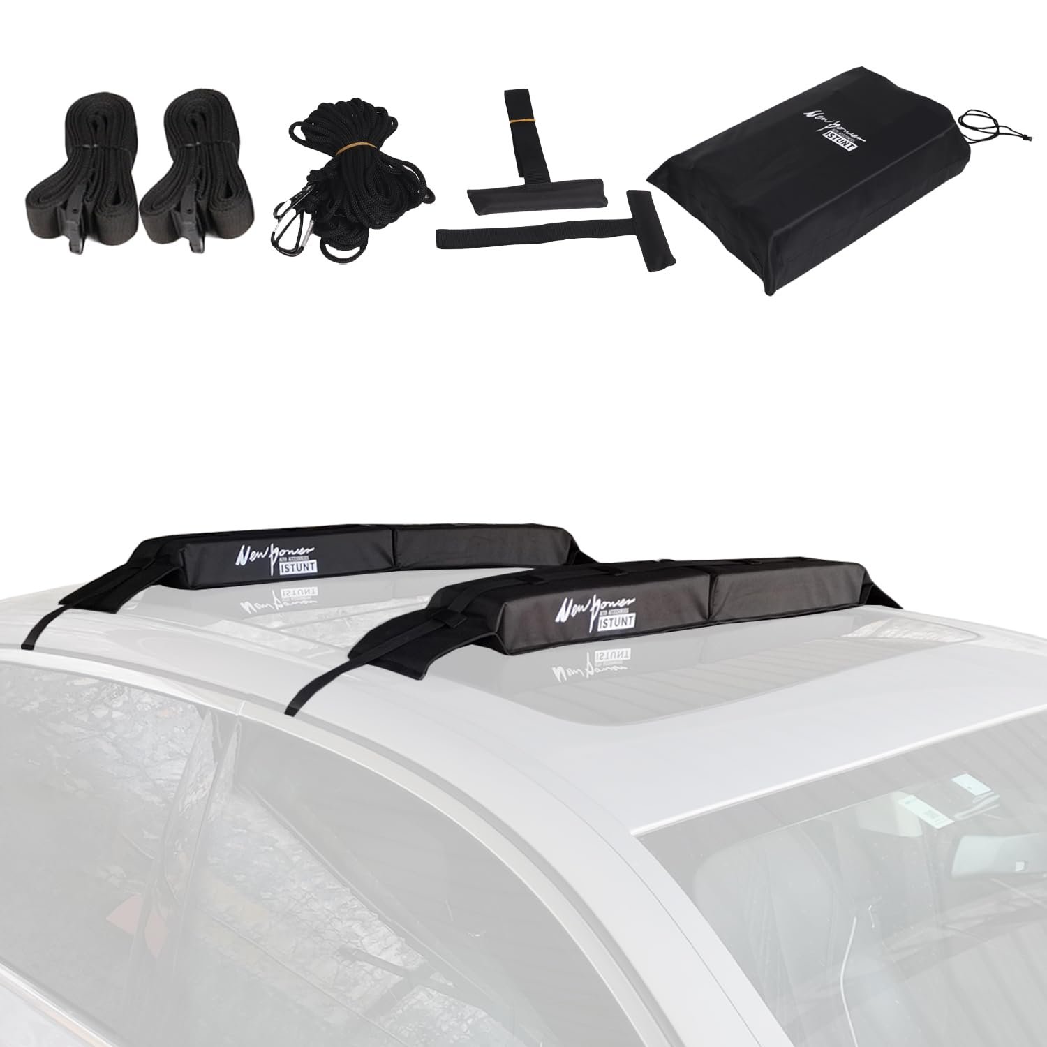 YOUNZJ Almohadillas para Portaequipajes del Coche, Almohadillas Suaves para Portaequipajes de Carga para Kayak, Tabla de Surf, Snowboard, SUP y Canoa (para uso sin barra transversal)