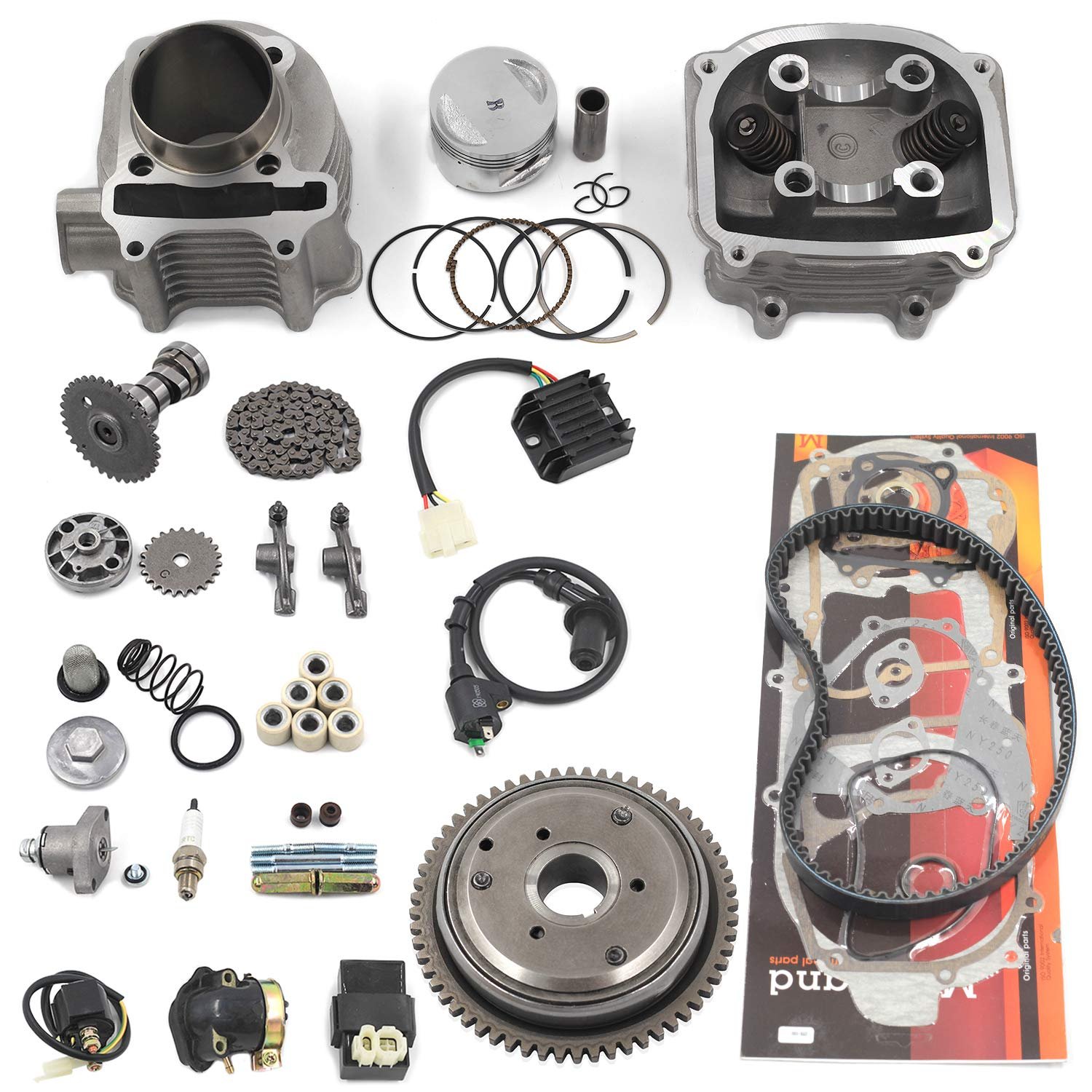 Kit completo de reconstrucción de culata GY6 con válvulas, Trkimal 57.4mm 150cc Big Bore Upgrade Kits para motores 4 tiempos 157QMJ Scooters chinas repuestos moped, partes de motor GY6 Sunl Roketa Peace