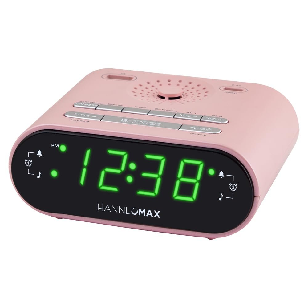 HANNLOMAX HX-158CR Reloj despertador con radio (Rosa)