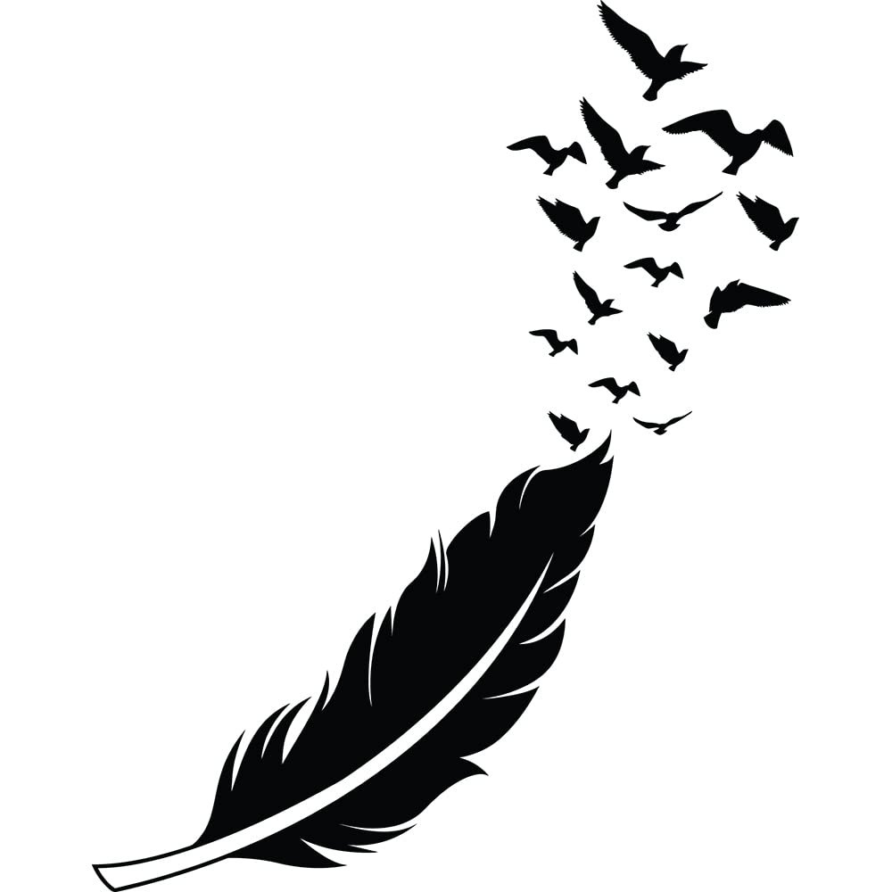 NBFU Calcomanías Plumas y Pájaros (Negro) – Set de 2