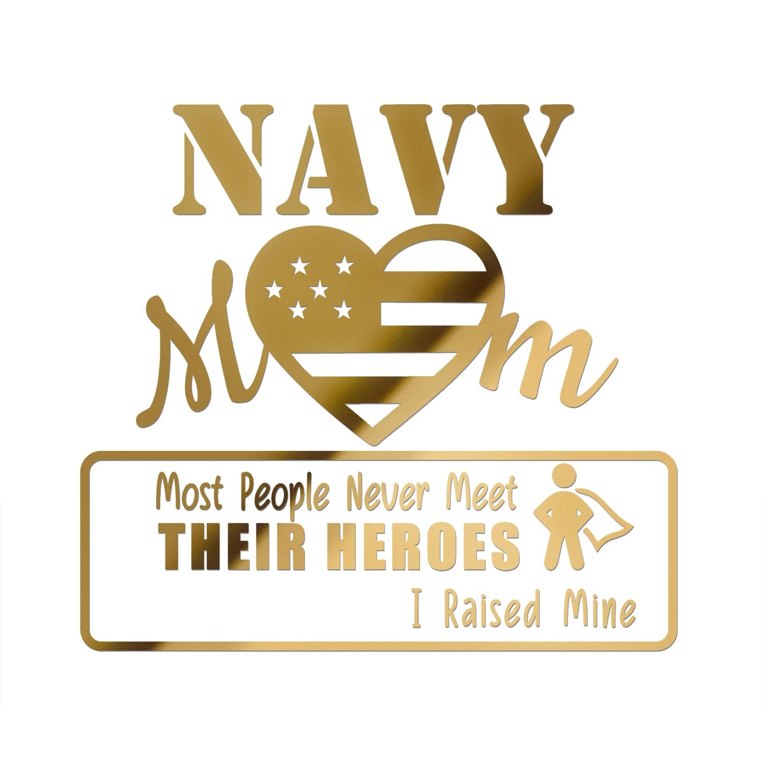 2 pzas - Calcomanía Navy Mom Dorado Metálico 5.2\"x4.8\"