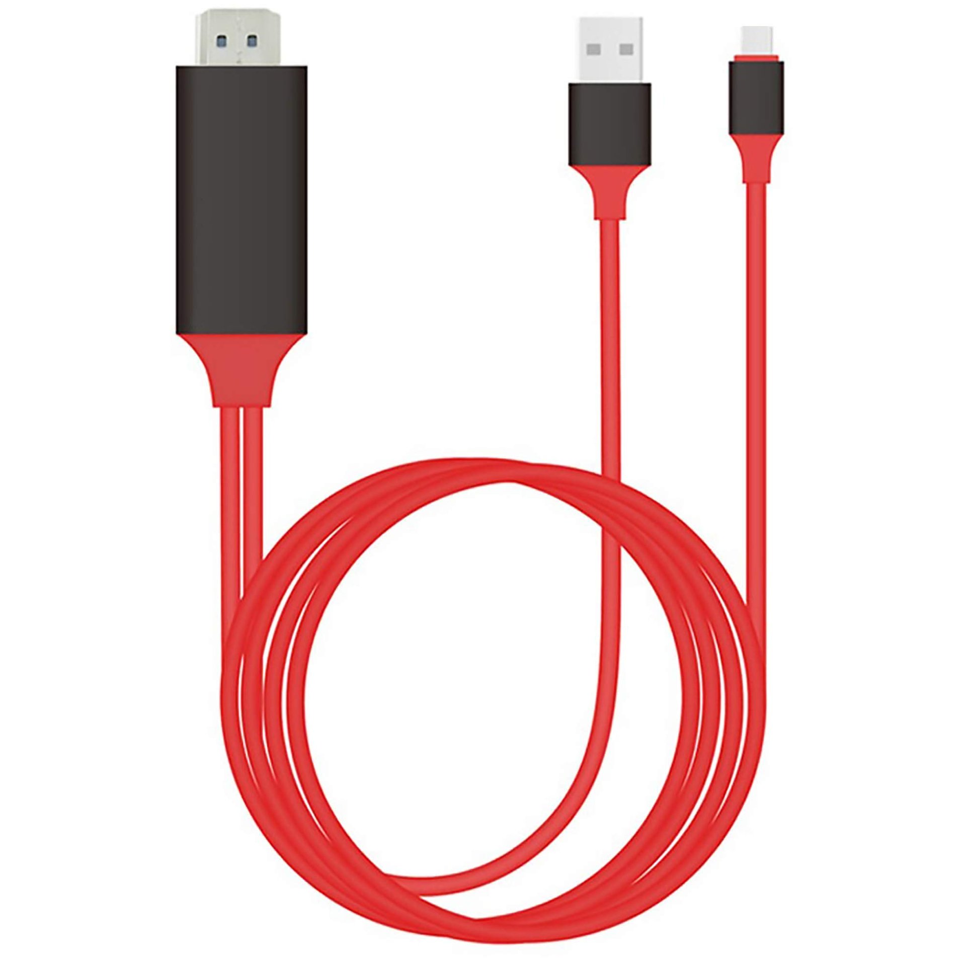 Cable USB-C a HDMI 4K 60Hz con carga PD, 2 m (Rojo)