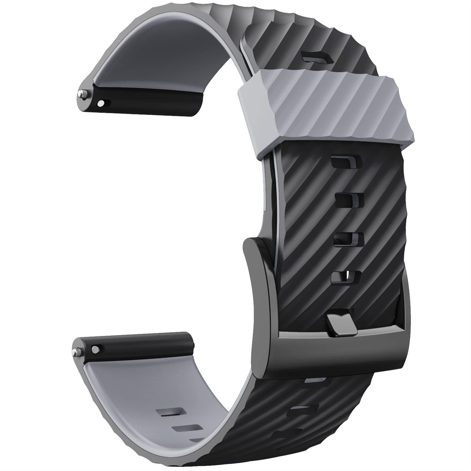 COOVS Correa de silicona 24 mm para Suunto (Negro/Gris)
