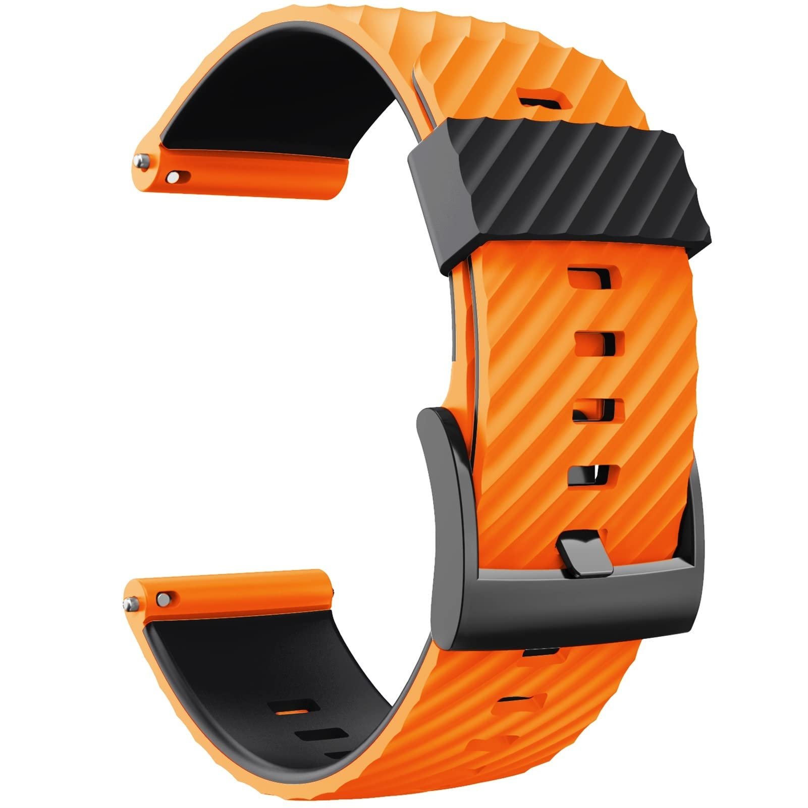 COOVS Correa de silicona 24 mm para Suunto 7/9 (Naranja/Negro)
