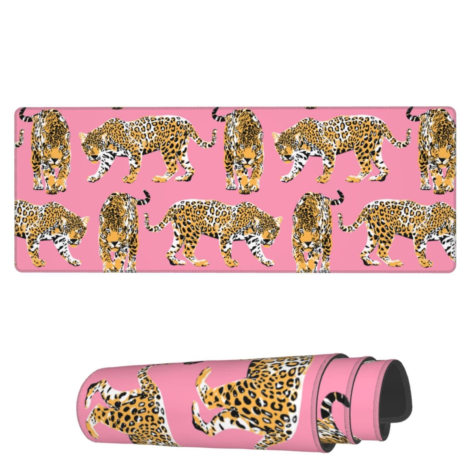 Famame Alfombrilla de Escritorio Leopardo Rosa Vintage