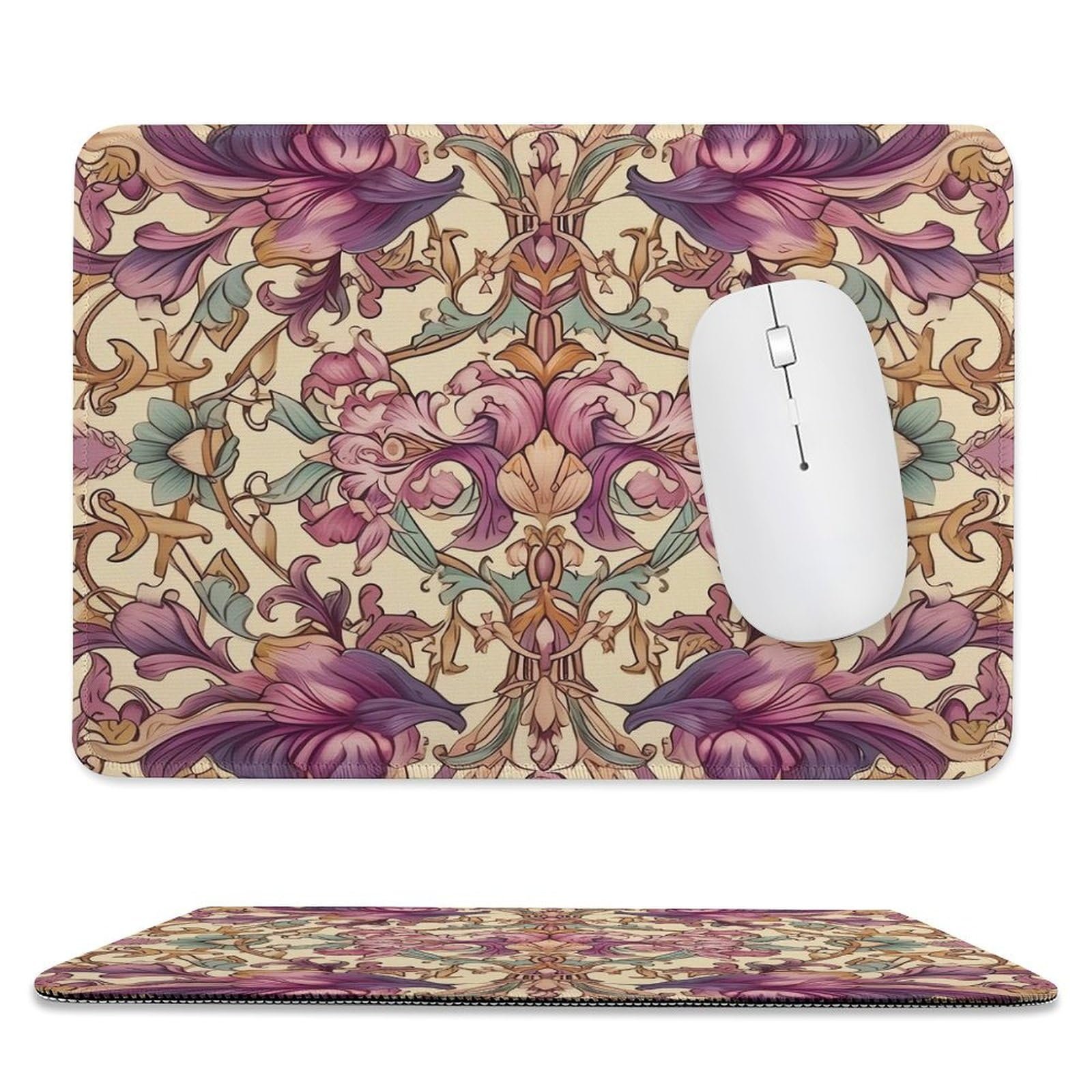 Mousepad 7.9"x9.4" Antideslizante Floral Púrpura