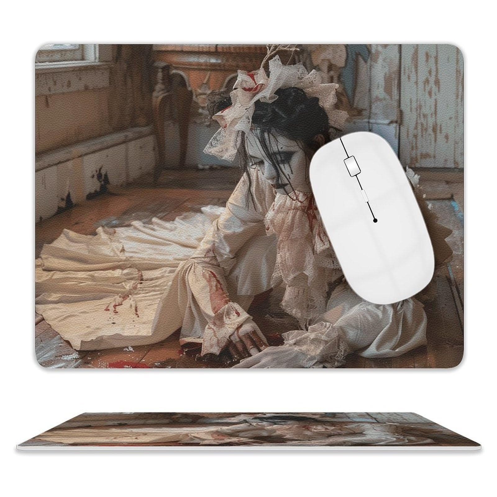Mousepad cuadrado 10x8 in antideslizante — Dama espeluznante