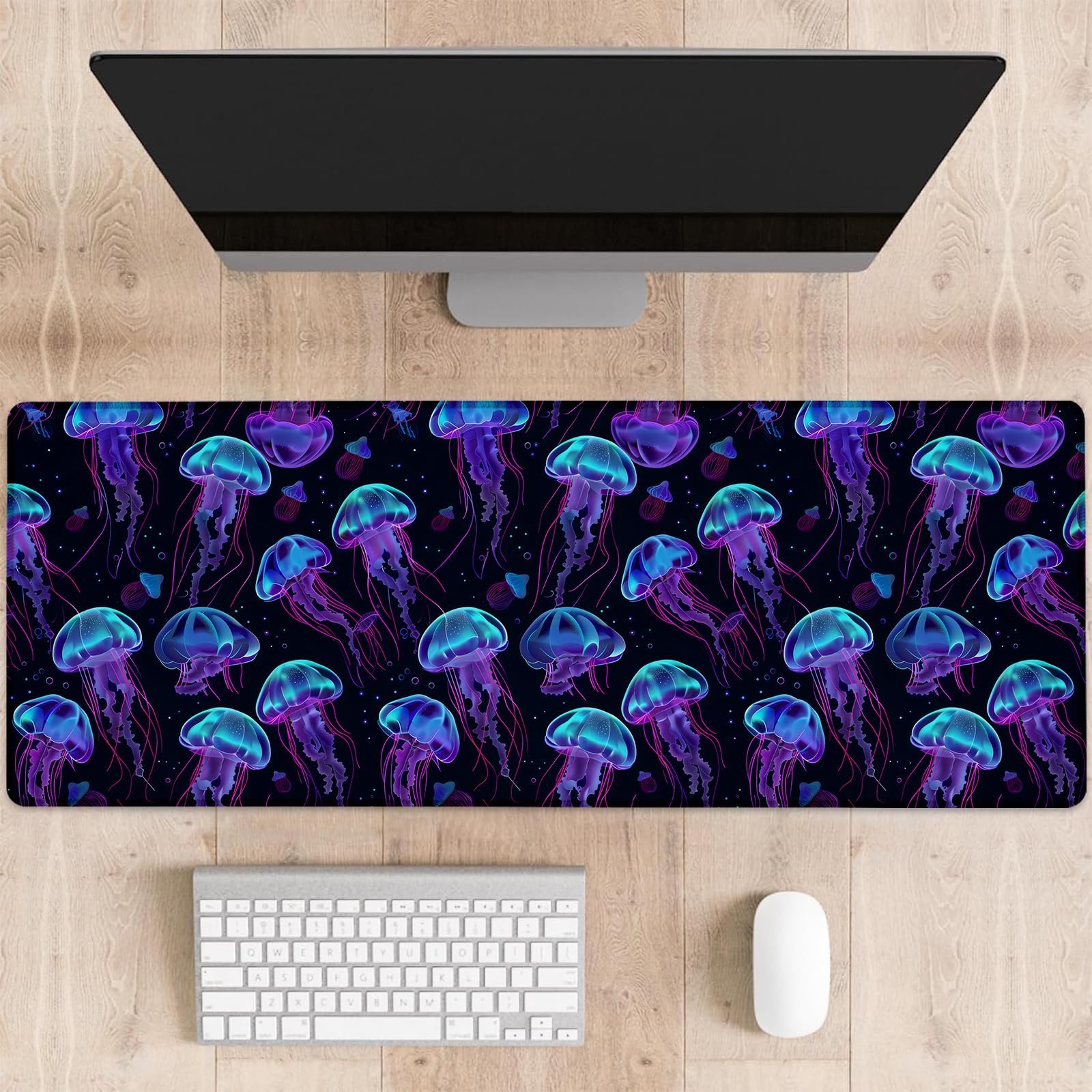 dhakalrlde Alfombrilla Gaming Jellyfish Luminosa 31.5×11.8 in