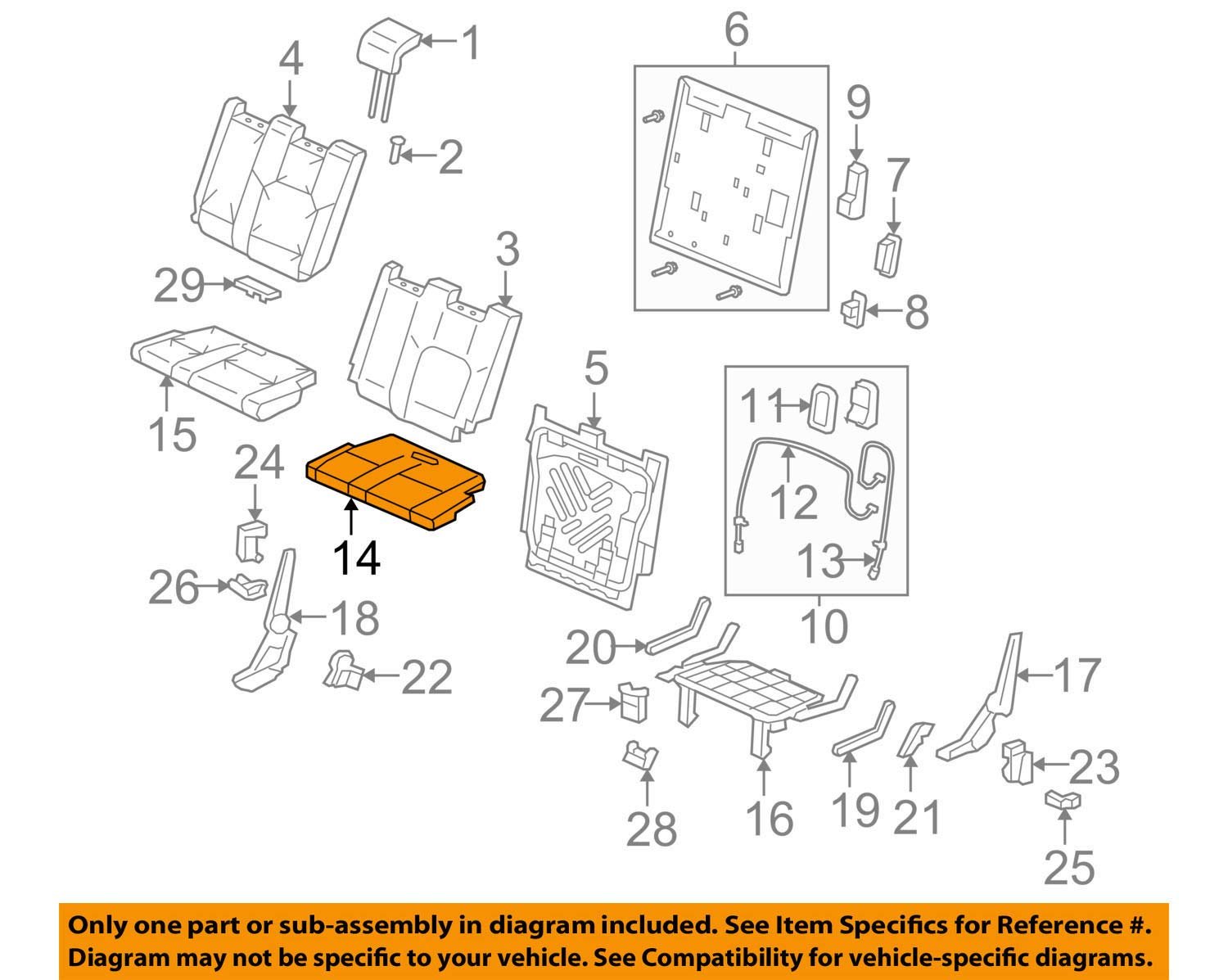 Honda OEM 82532-SZA-A01 Cojín de Asiento