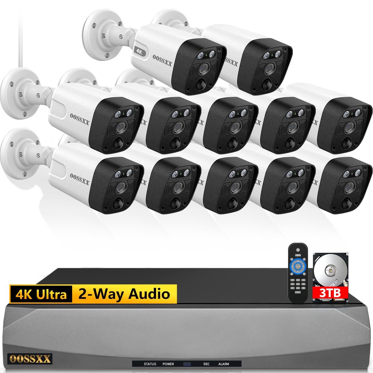OOSSXX Sistema PoE 4K (8MP) 130° para exterior